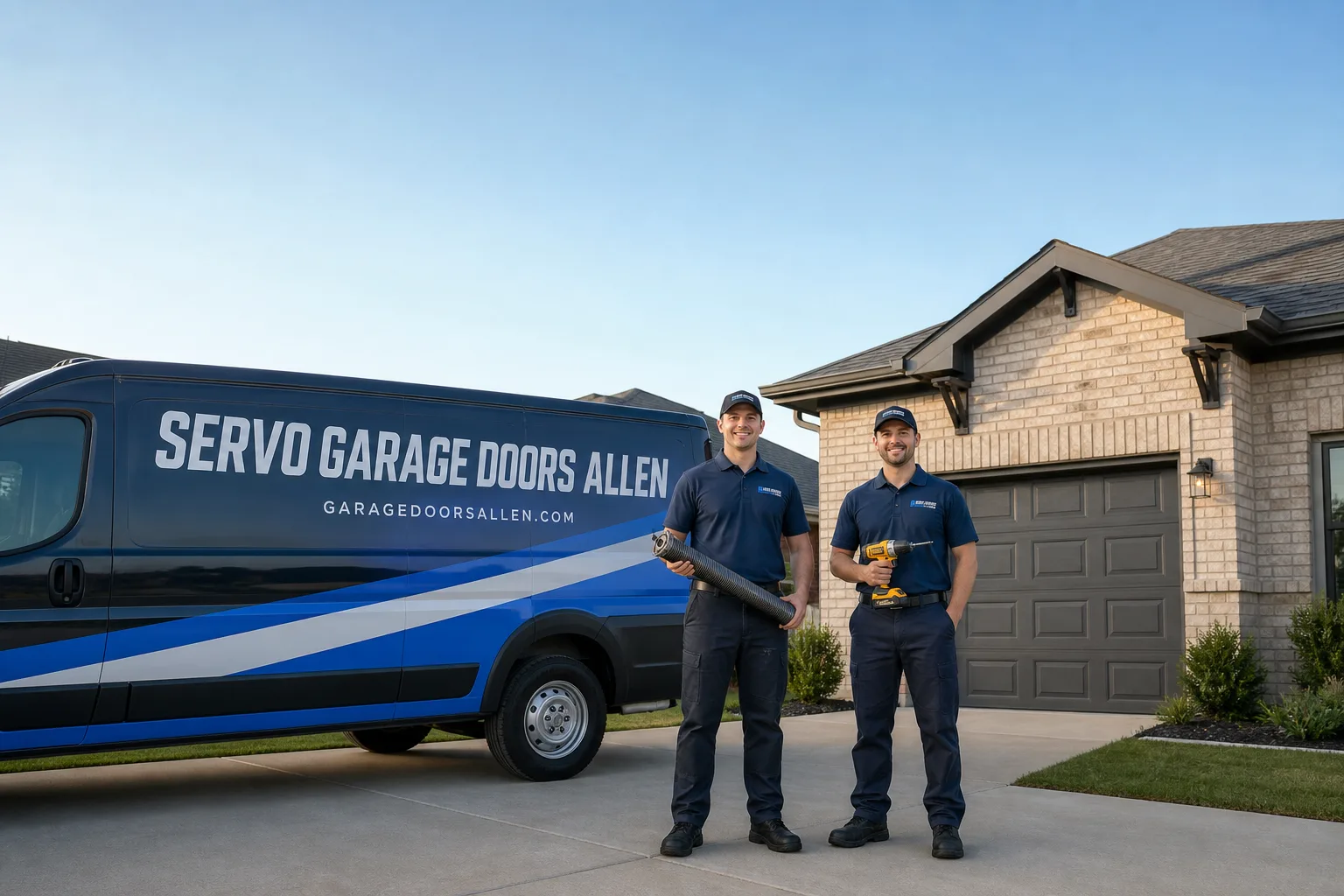 Servo Garage Doors Allen garage door service vehicle and crew in Allen, TX